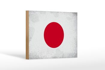 Panneau en bois drapeau Japon 18x12 cm Drapeau du Japon décoration vintage 1