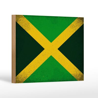 Letrero de madera bandera Jamaica 18x12 cm Bandera de Jamaica decoración vintage