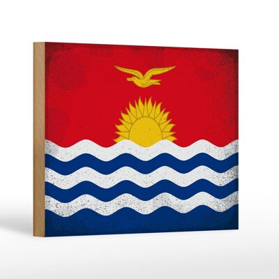 Letrero de madera bandera Kiribati 18x12cm Bandera Kiribati decoración vintage