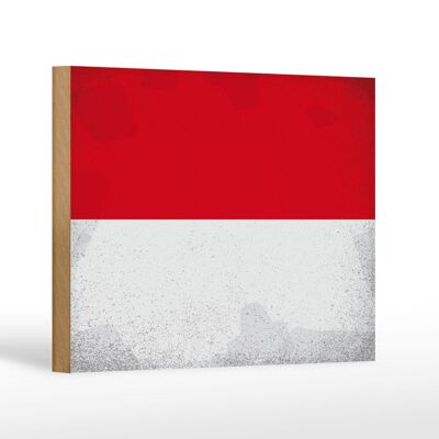 Letrero de madera bandera Indonesia 18x12 cm decoración vintage Indonesia