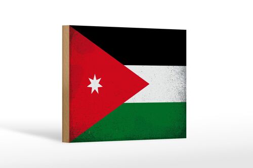 Holzschild Flagge Jordanien 18x12cm Flag of Jordan Vintage Dekoration