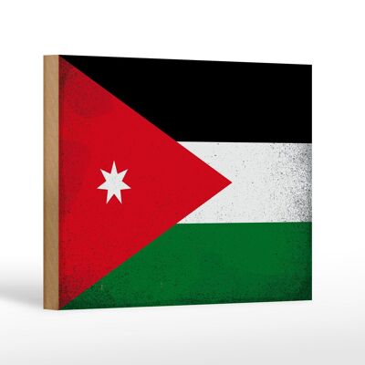 Cartello in legno bandiera Giordania 18x12 cm Bandiera della Giordania decorazione vintage