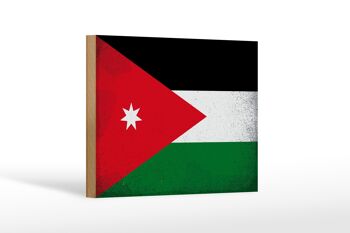 Panneau en bois drapeau Jordanie 18x12cm Drapeau de Jordanie décoration vintage 1