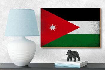 Panneau en bois drapeau Jordanie 18x12cm Drapeau de Jordanie décoration vintage 3