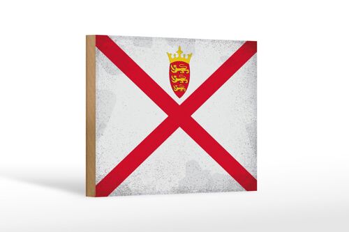 Holzschild Flagge Jersey 18x12 cm Flag of Jersey Vintage Dekoration