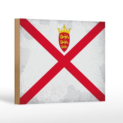Letrero de madera bandera Jersey 18x12 cm Bandera de Jersey decoración vintage