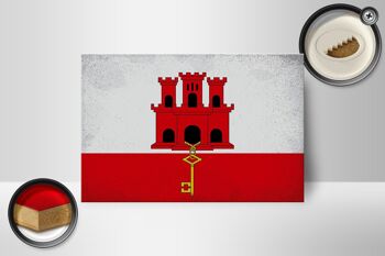 Panneau en bois drapeau Gibraltar 18x12cm Drapeau Gibraltar décoration vintage 2