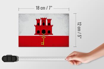 Panneau en bois drapeau Gibraltar 18x12cm Drapeau Gibraltar décoration vintage 4