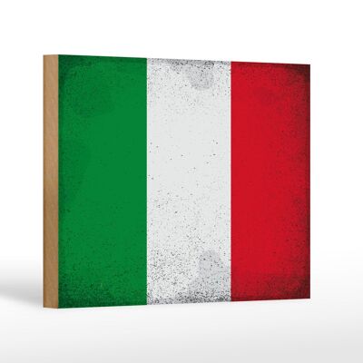 Holzschild Flagge Italien 18x12 cm Flag of Italy Vintage Dekoration
