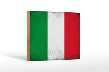 Panneau en bois drapeau Italie 18x12 cm Drapeau de l'Italie décoration vintage 1