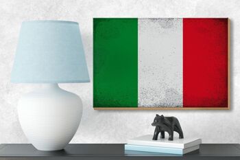 Panneau en bois drapeau Italie 18x12 cm Drapeau de l'Italie décoration vintage 3