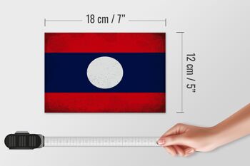 Panneau en bois drapeau Laos 18x12 cm Drapeau du Laos décoration vintage 4