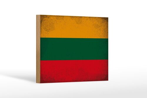 Holzschild Flagge Litauen 18x12 cm Flag Lithuania Vintage Dekoration