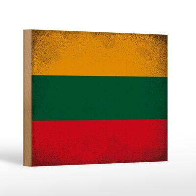 Letrero de madera bandera Lituania 18x12 cm Bandera Lituania decoración vintage