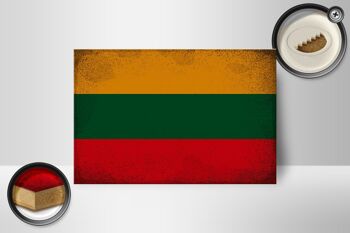 Panneau en bois drapeau Lituanie 18x12 cm Drapeau Lituanie décoration vintage 2