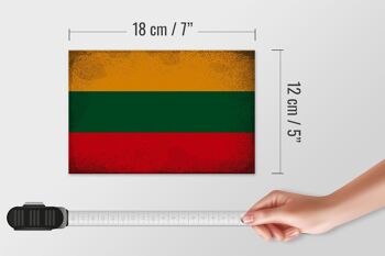 Panneau en bois drapeau Lituanie 18x12 cm Drapeau Lituanie décoration vintage 4