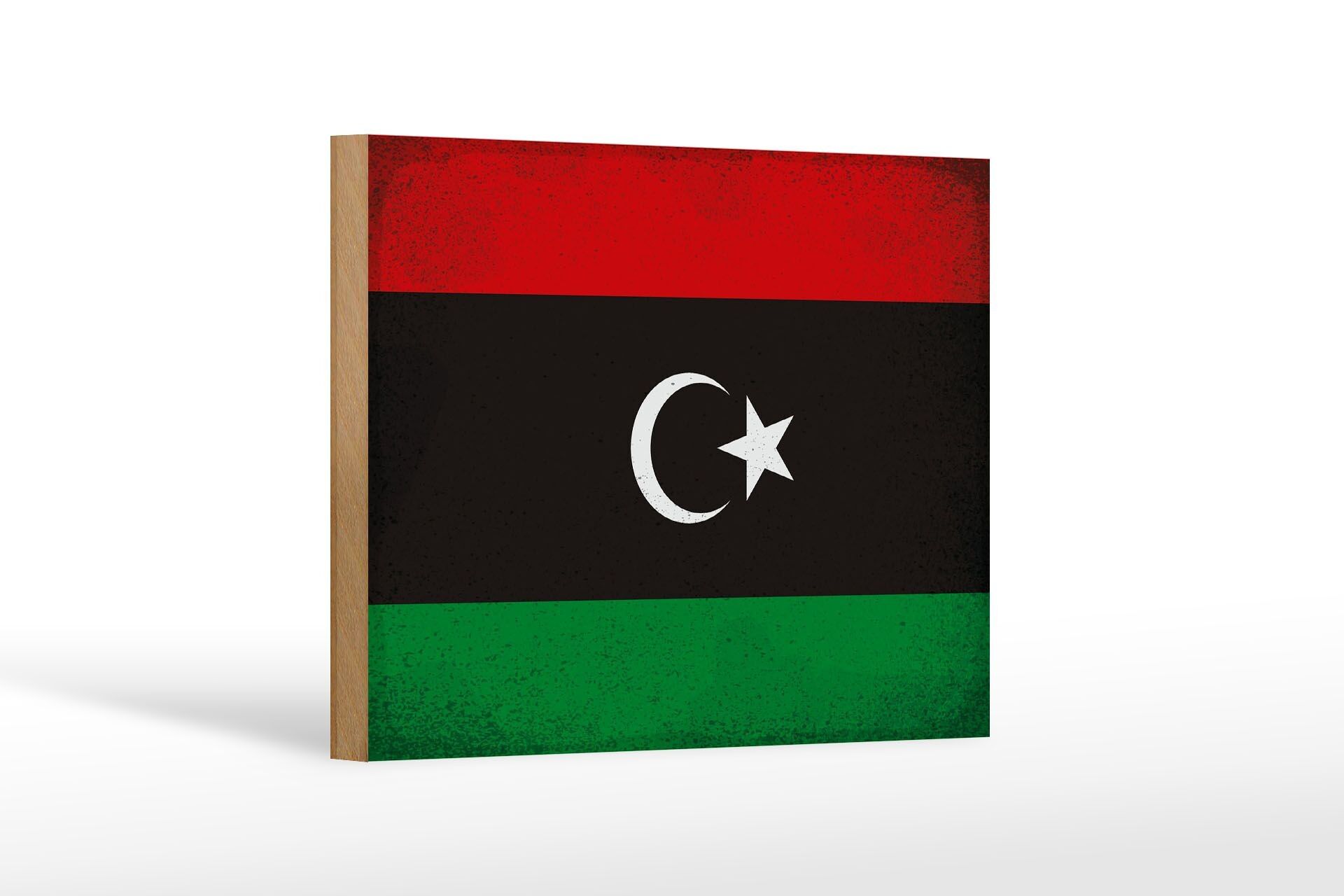 Cartello in legno bandiera Libia 18x12 cm Bandiera della Libia decorazione vintage