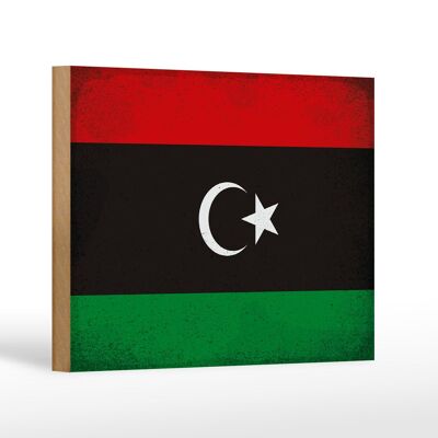 Holzschild Flagge Libyen 18x12 cm Flag of Libya Vintage Dekoration