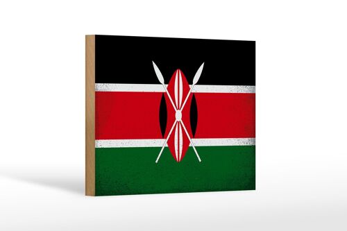 Holzschild Flagge Kenia 18x12 cm Flag of Kenya Vintage Dekoration