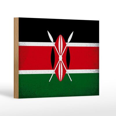 Cartello in legno bandiera Kenya 18x12 cm Bandiera del Kenya decorazione vintage