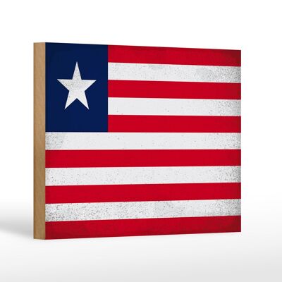 Letrero de madera bandera Liberia 18x12 cm Bandera de Liberia decoración vintage