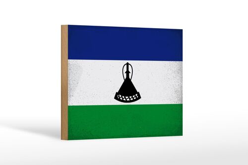 Holzschild Flagge Lesotho 18x12 cm Flag of Lesotho Vintage Dekoration