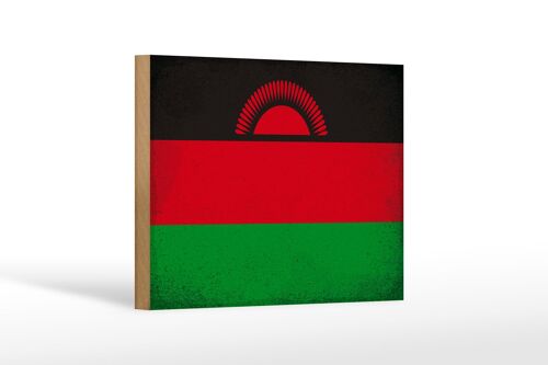 Holzschild Flagge Malawi 18x12 cm Flag of Malawi Vintage Dekoration