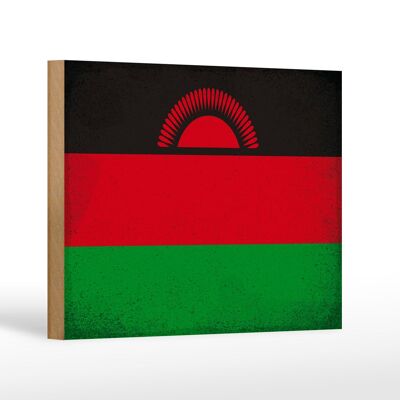Cartello in legno bandiera Malawi 18x12 cm Bandiera del Malawi decorazione vintage
