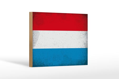 Holzschild Flagge Luxemburg 18x12 cm Luxembourg Vintage Dekoration