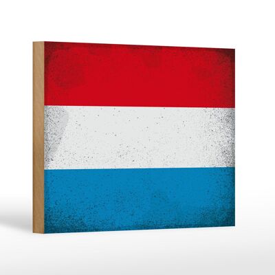 Letrero de madera bandera Luxemburgo 18x12 cm decoración vintage Luxemburgo