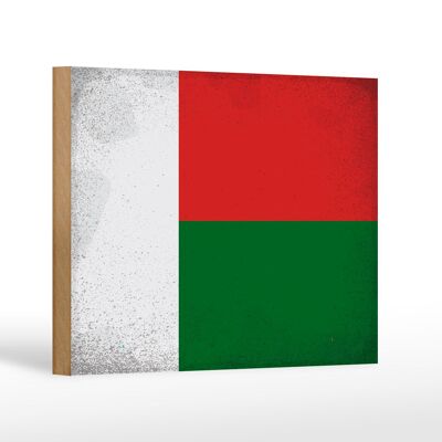 Panneau en bois drapeau Madagascar 18x12 cm décoration vintage Madagascar