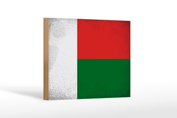 Panneau en bois drapeau Madagascar 18x12 cm décoration vintage Madagascar 1