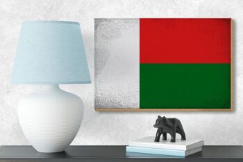 Panneau en bois drapeau Madagascar 18x12 cm décoration vintage Madagascar 3