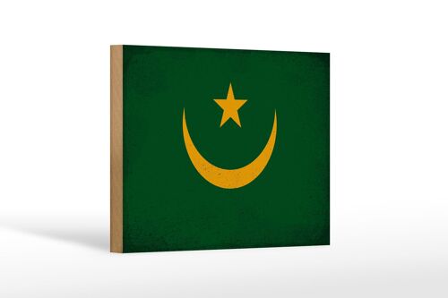 Holzschild Flagge Mauretanien 18x12cm Mauritania Vintage Dekoration
