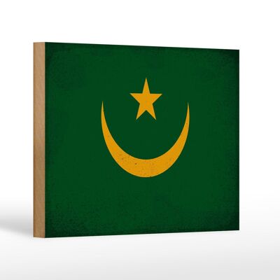 Wooden sign flag Mauritania 18x12cm Mauritania vintage decoration