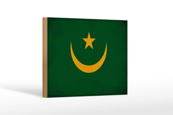 Panneau en bois drapeau Mauritanie 18x12cm décoration vintage Mauritanie 1