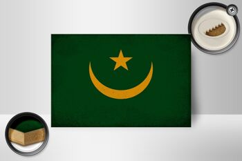 Panneau en bois drapeau Mauritanie 18x12cm décoration vintage Mauritanie 2