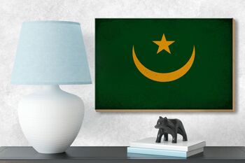 Panneau en bois drapeau Mauritanie 18x12cm décoration vintage Mauritanie 3
