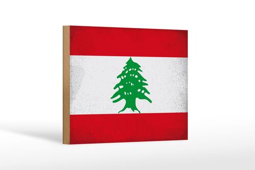 Holzschild Flagge Libanon 18x12 cm Flag of Lebanon Vintage Dekoration