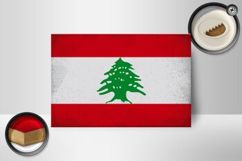 Panneau en bois drapeau Liban 18x12 cm Drapeau du Liban décoration vintage 2