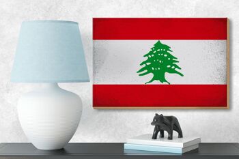 Panneau en bois drapeau Liban 18x12 cm Drapeau du Liban décoration vintage 3