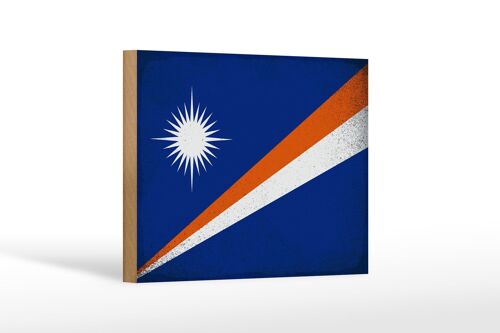 Holzschild Flagge Marshallinseln 18x12 cm Flag Vintage Dekoration