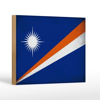 Letrero de madera bandera Islas Marshall 18x12 cm bandera decoración vintage