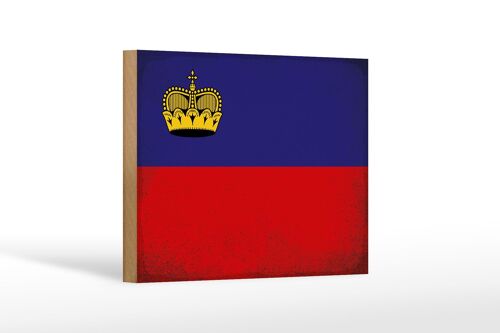 Holzschild Flagge Liechtenstein 18x12 cm Flag Vintage Dekoration