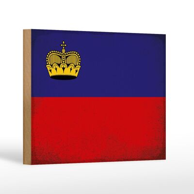 Holzschild Flagge Liechtenstein 18x12 cm Flag Vintage Dekoration