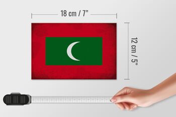 Panneau en bois drapeau Maldives 18x12 cm Drapeau Maldives décoration vintage 4