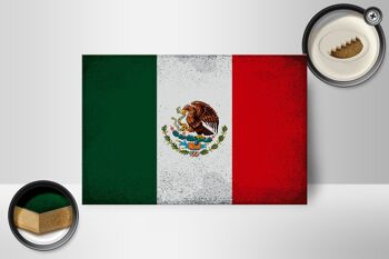Panneau en bois drapeau Mexique 18x12 cm Drapeau du Mexique décoration vintage 2