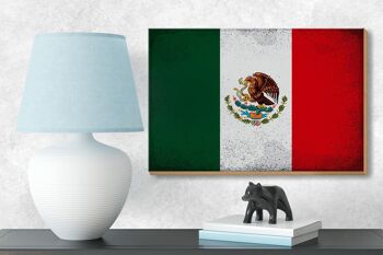 Panneau en bois drapeau Mexique 18x12 cm Drapeau du Mexique décoration vintage 3