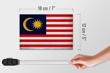 Panneau en bois drapeau Malaisie 18x12 cm Drapeau Malaisie décoration vintage 4