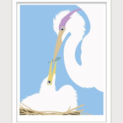 Poster for nursery: Blue herons. Artist: Alice RICARD 30x40